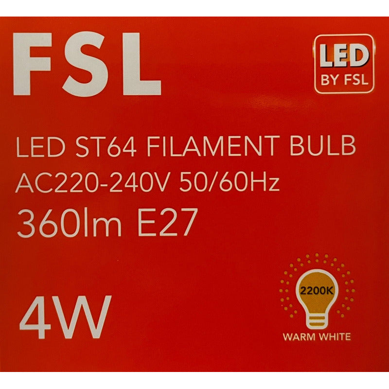 Ampolleta Led Tipo Pera St64 4w/e27 Luz Cálida- (2200k)  Fsl - 2200k