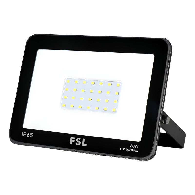 Pack X2 Foco Reflector Led 20w/ip65 (negro) Luz Fría- Fsl Blanco