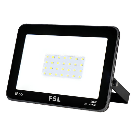 Pack X2 Foco Reflector Led 20w/ip65 (negro) Luz Fría- Fsl Blanco