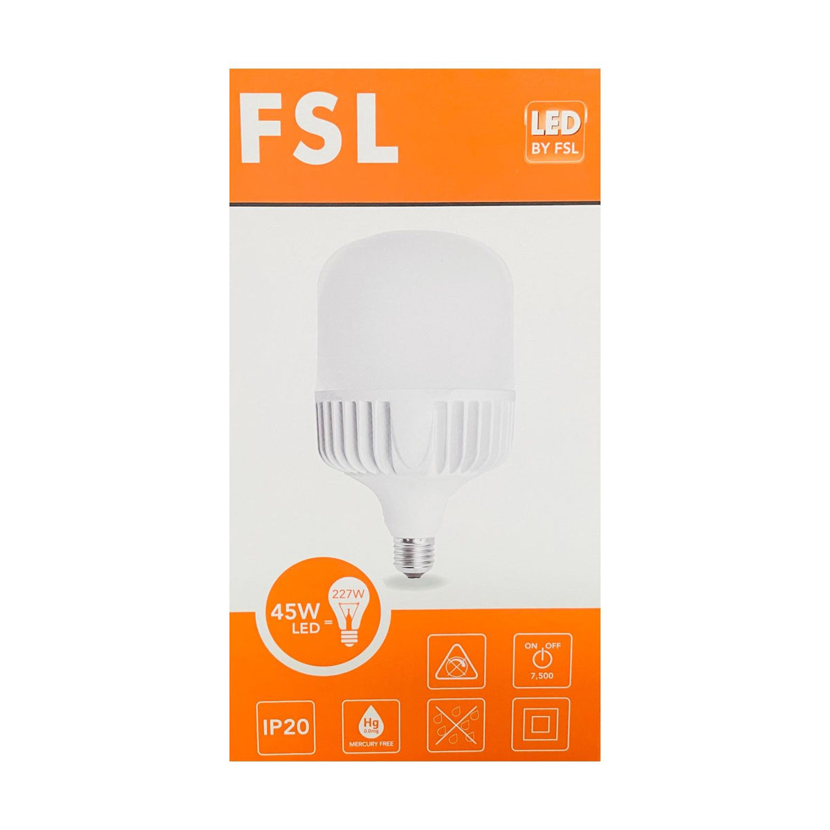 Ampolleta LED Industrial Alta Potencia 45W E27 6500K Luz Fría 6000lm – FSL (Open Box)