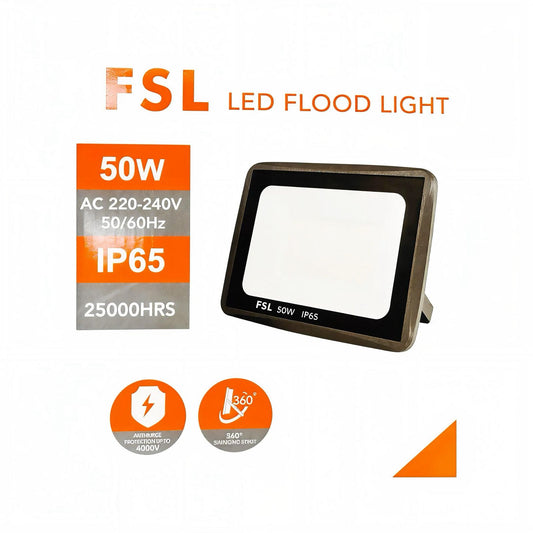 Reflector LED SMD 50W FSL IP65 Luz Cálida o Fría Exterior Certificado SEC
