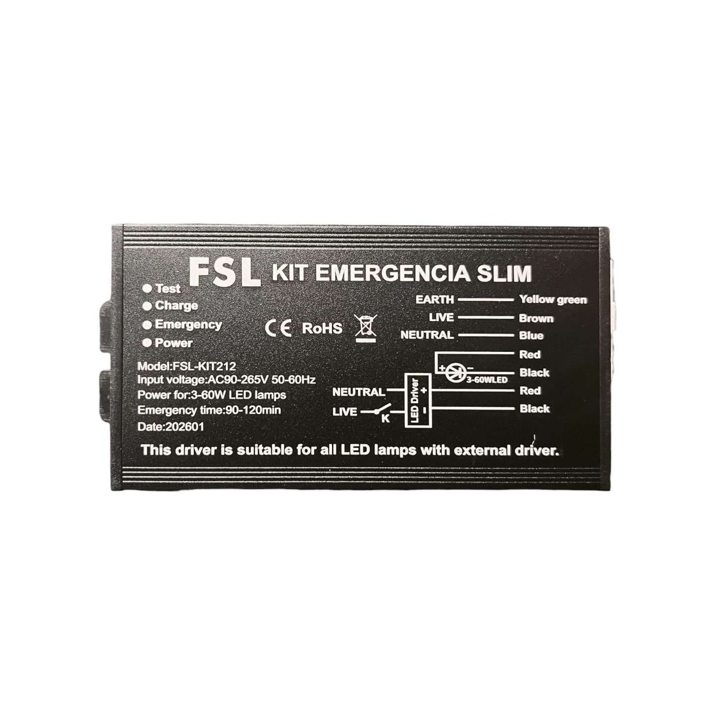 Kit Emergencia Slim Fsl 3-60w Ip20 Panel Led Conector Plano