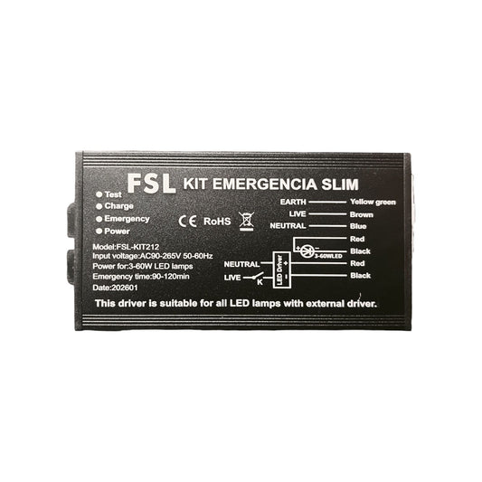Kit Emergencia Slim Fsl 3-60w Ip20 Panel Led Conector Plano