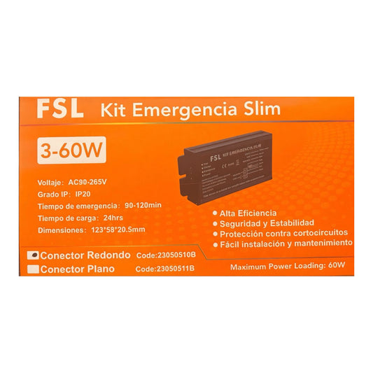Kit Emergencia Slim FSL 3-60W IP20 Panel LED Conector Redondo
