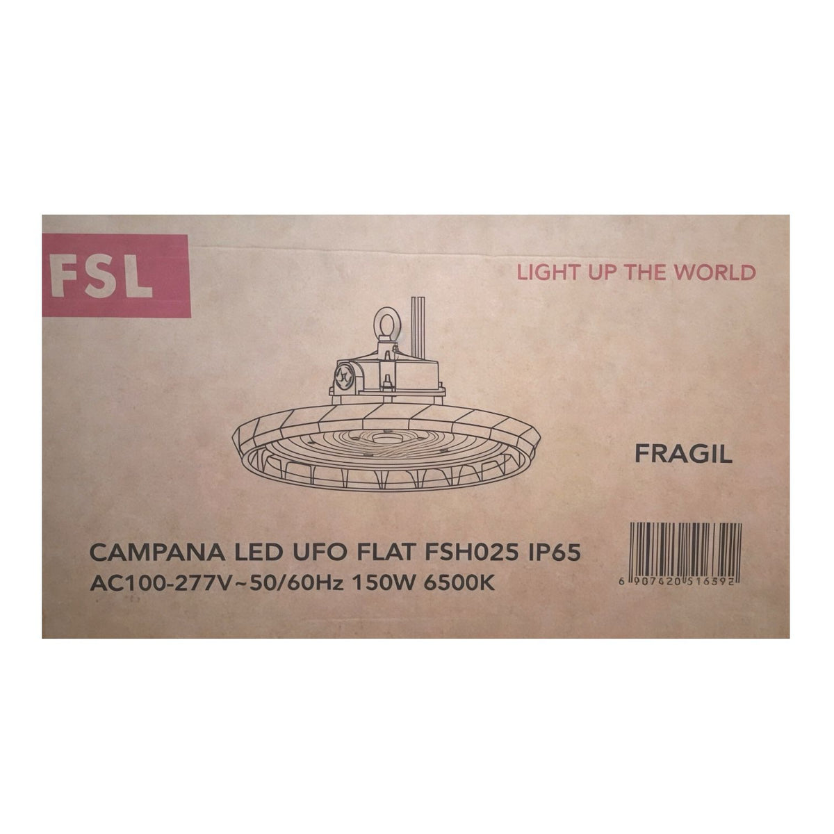 Campana Led Ufo Plana Fsl 150w Luz Fría 6500k 18800lm Ip65