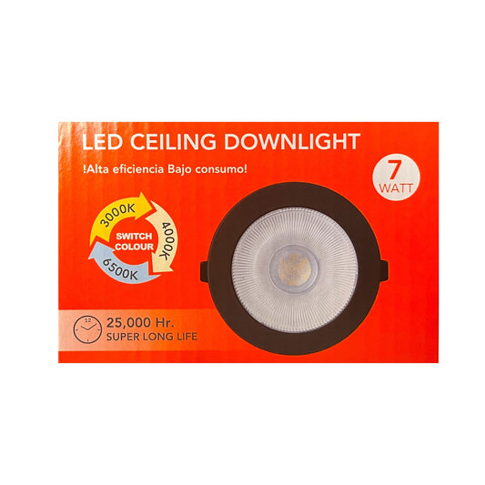 Foco Led Embutido Fsl 7w 3cct Luz Ajustable 90-265v Negro