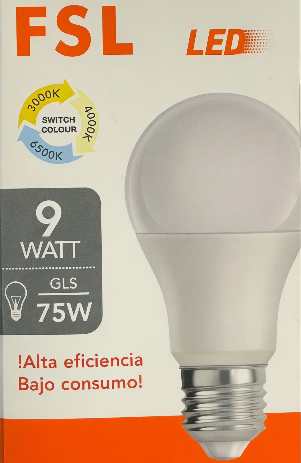 Ampolleta LED A60 9W E27 3CCT FSL (Cálida/Neutra/Fría)