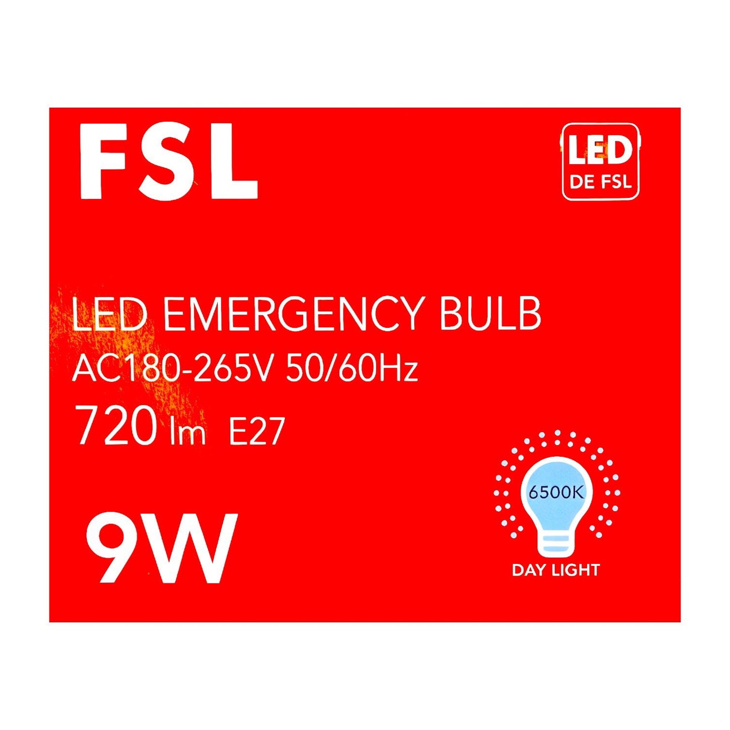 Ampolleta LED de Emergencia 9W E27 Luz Fría 6500K FSL – Open Box