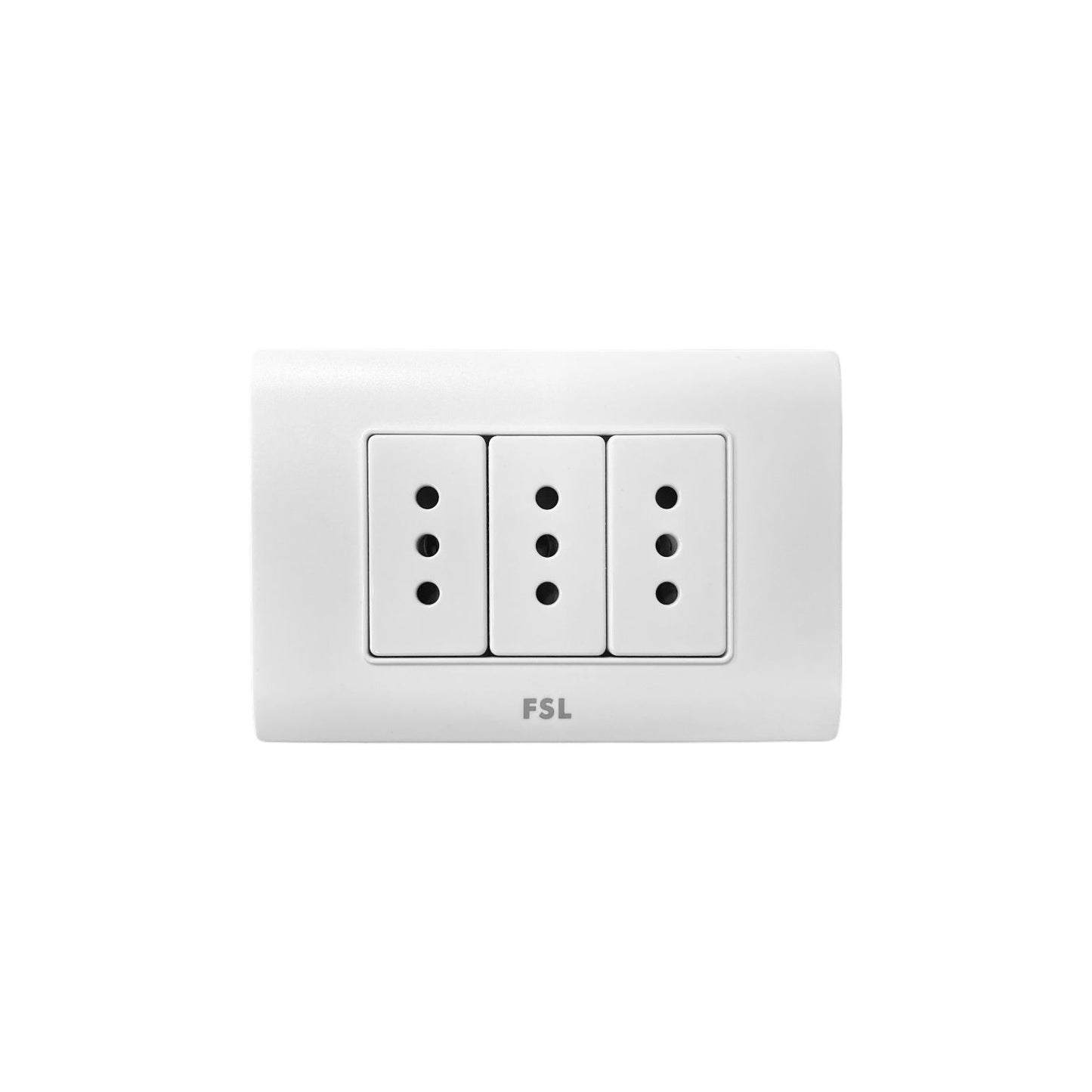Pack x10 Tomacorriente Triple FSL F8A-3163 10A 250V Blanco | SEC Bulk 3 Tomas