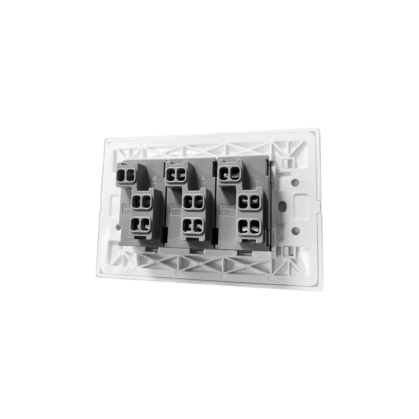 Pack x10 Tomacorriente Triple FSL F8A-3163 10A 250V Blanco | SEC Bulk 3 Tomas