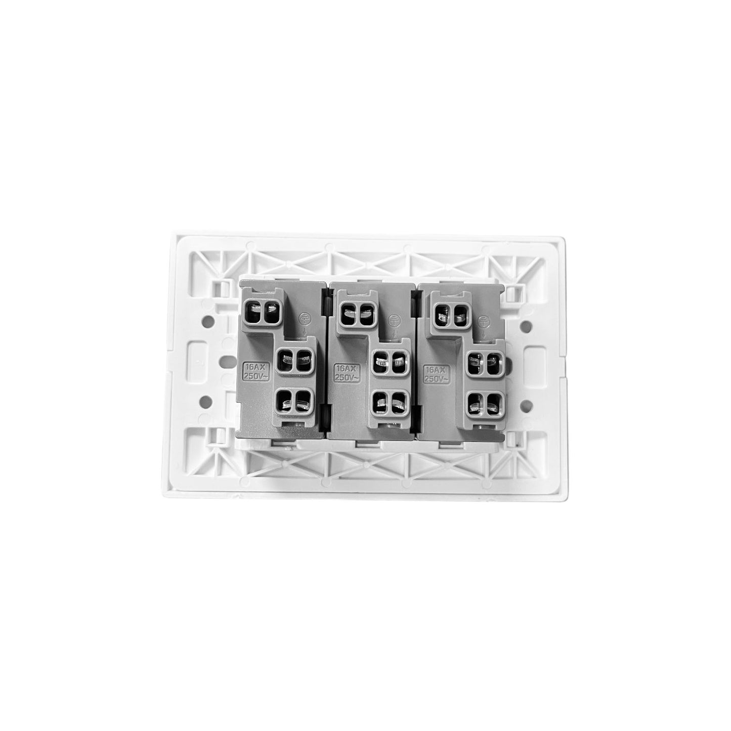 Pack x10 Tomacorriente Triple FSL F8A-3163 10A 250V Blanco | SEC Bulk 3 Tomas