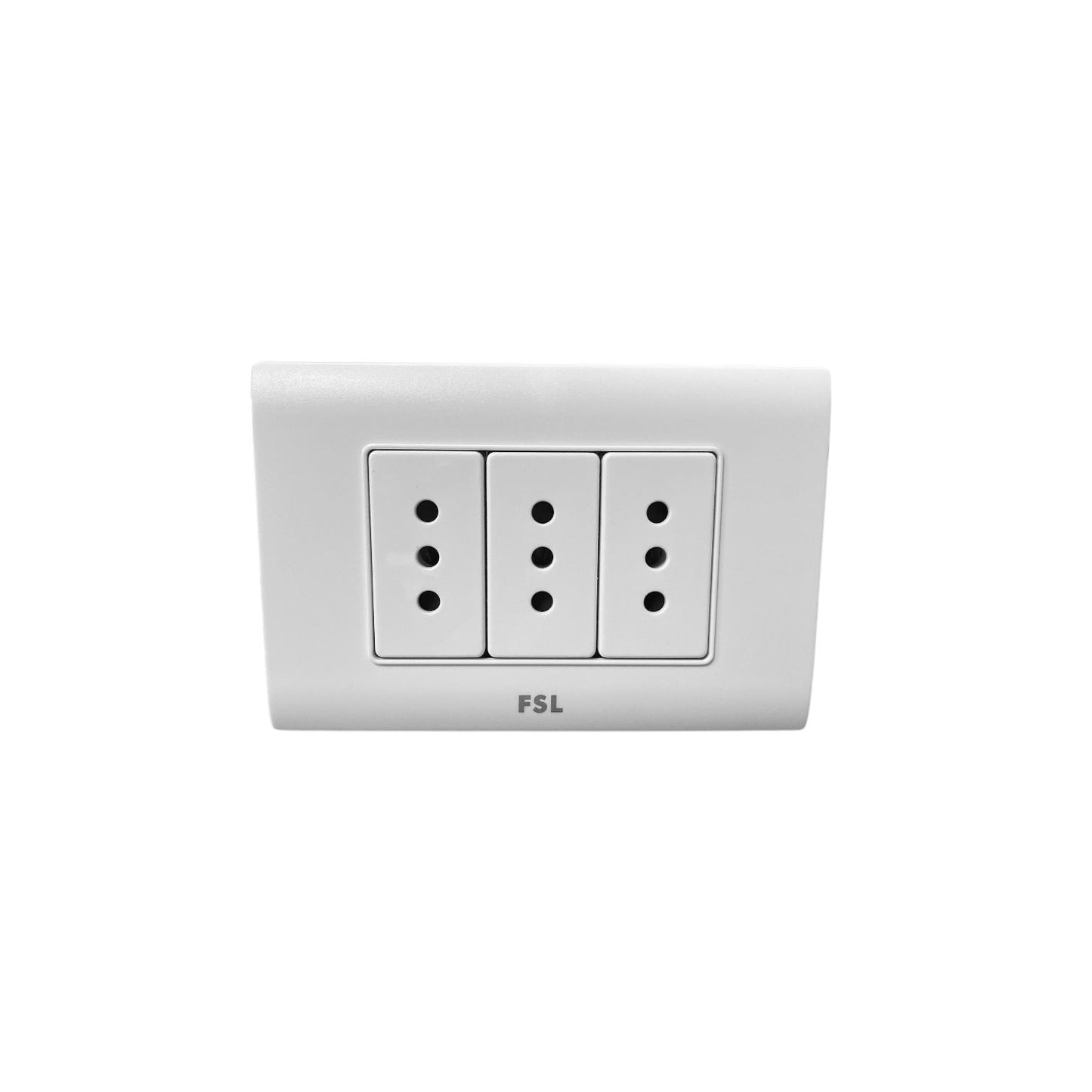 Pack x10 Tomacorriente Triple FSL F8A-3163 10A 250V Blanco | SEC Bulk 3 Tomas