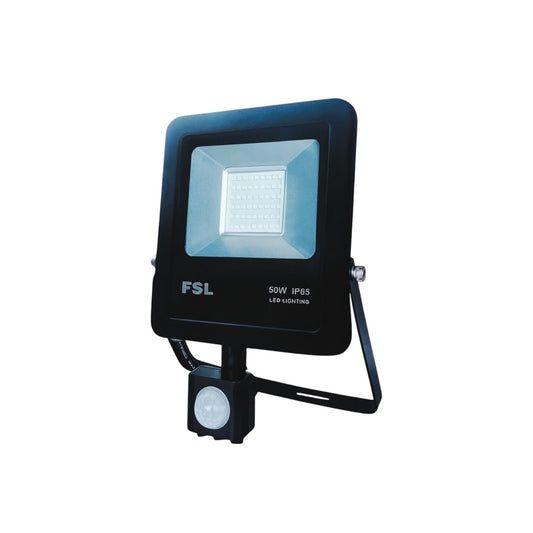 Reflector LED 50W con Sensor de Movimiento IP65 Luz Fría 6500K Negro FSL Exterior