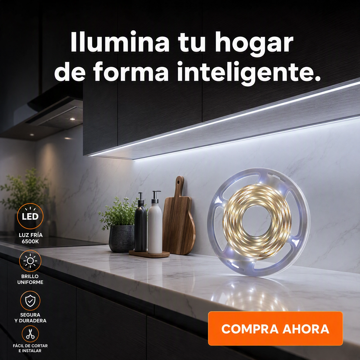 Cinta Led Fsl 12v 5m Con Sensor De Movimiento 6500k Luz Fría